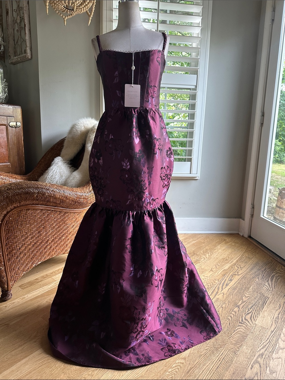 V. CHAPMAN THE CHERIE DRESS PLUM BAROQUE FLORAL CORSET 8 NEW WITH TAGS LUXURY